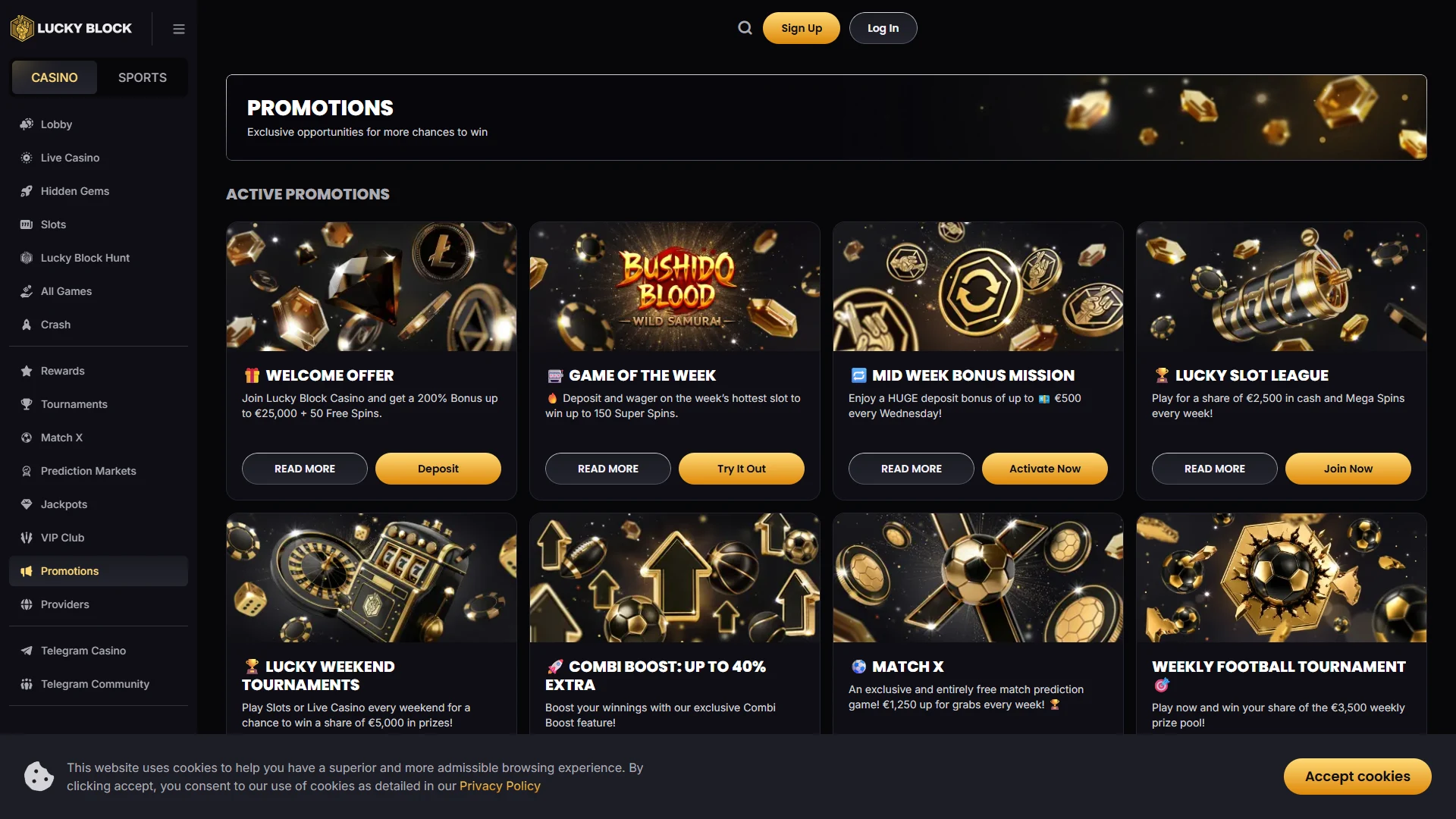 Lucky Block promotions page